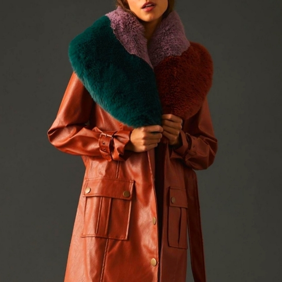 Hutch Bowie 1X vegan leather faux fur coat - Picture 1 of 4